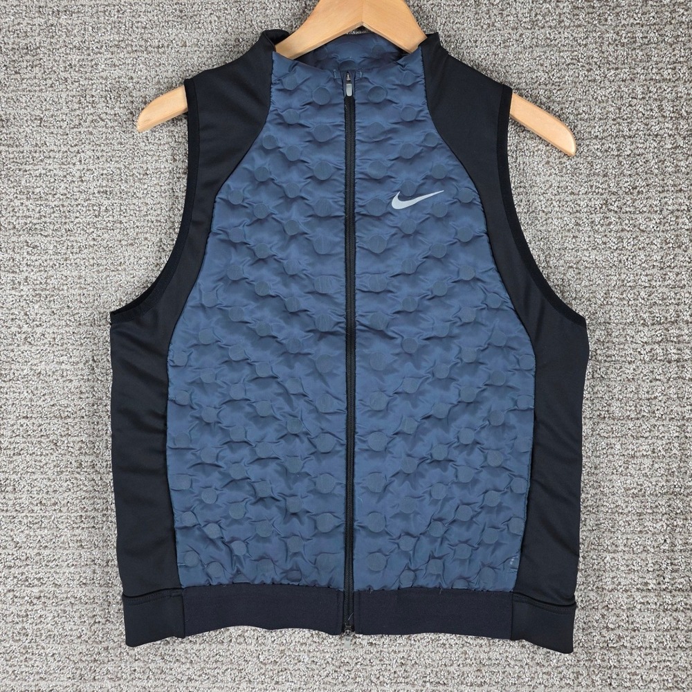 Nike Aeroloft Womens Golf Running Vest Blue Black Down Fill Puffer Medium Zip